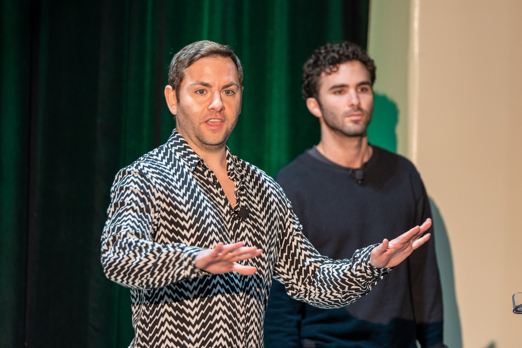 Josh Machiz, Partner at Redpoint, and Rashad Assir, Head of Content at Redpoint, talk about "How to turn your startup into a social star" at TechCrunch Early Stage in Boston on April 20, 2023. Image Credit: Haje Jan Kamps / TechCrunch